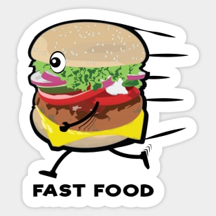 Running Fast Food - Funny Burger Design Sticker